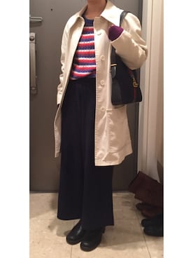 「アイテム（ステンカラーコート）」を使った、moekaさん（レディース・147cm・10代）の冬コーディネート