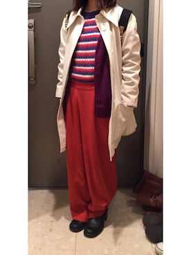 「アイテム（ステンカラーコート）」を使った、moekaさん（レディース・147cm・10代）の冬コーディネート