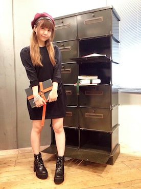 「コクーンスカート」｜「アイテム（ハンチング/ベレー帽）」を使った、ミッツ☆さん（レディース・155cm）の夏コーディネート