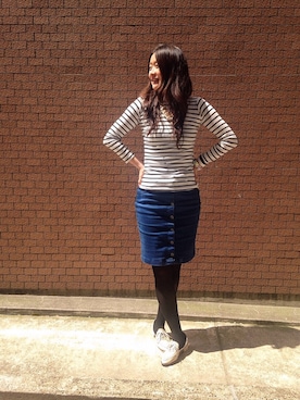 「アイテム（デニムスカート）」を使った、ちーさんさん（レディース・161cm・30代）の春コーディネート