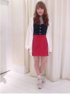 「NICE CLAUP（ナイスクラップ）のヨットビスチェ
（その他トップス、ブルー系）」を使った、sa__yaさん（レディース・152cm）の春コーディネート