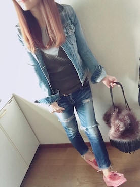 「OZOC（オゾック）のアイテム（デニムジャケット）」を使った、ｓａｎa・・さん（レディース・160cm）の秋コーディネート