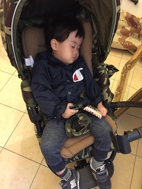 「Champion（チャンピオン）のアイテム（ブルゾン）」を使った、おにぎりさん（キッズ・90cm）の秋コーディネート