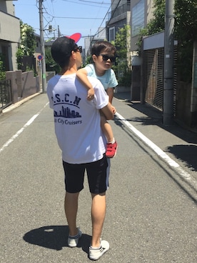 「PUSH CONNECTION（プッシュコネクション）のアイテム」を使った、おにぎりさん（キッズ・90cm）の夏コーディネート