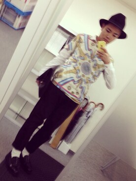 「55DSL（フィフティーファイブディーエスエル）のアイテム（Tシャツ/カットソー、その他）」を使った、しあのすさん（メンズ・166cm）の秋コーディネート