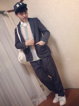 「MONKEY TIME（モンキータイム）のアイテム（バッグ）」を使った、しあのすさん（メンズ・166cm）の秋コーディネート