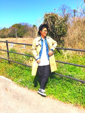 「WEGO（ウィゴー）のアイテム（トレンチコート）」を使った、あきひろさん（メンズ・170cm）の春コーディネート