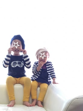 「UNIQLO（ユニクロ）のアイテム（チュニック）」を使った、えびチョップさん（キッズ・100cm）の春コーディネート