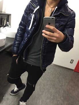 「学校」｜「アイテム（ダウンジャケット/コート）」を使った、aoi さん（メンズ・170cm）の冬コーディネート