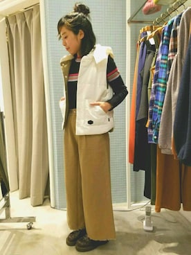 「179/WG（イチナナキュウダブルジー）のアイテム（その他アウター）」を使った、mocoさん（レディース・160cm）の秋コーディネート