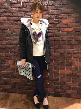 「SpRay（スプレイ）のアイテム（ミリタリージャケット）」を使った、SpRay札幌ＰＡＲＣＯさん（レディース・160cm）の秋コーディネート