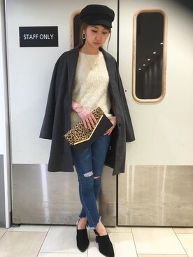 「SpRay（スプレイ）のアイテム（チェスターコート）」を使った、SpRay札幌ＰＡＲＣＯさん（レディース・160cm）の秋コーディネート