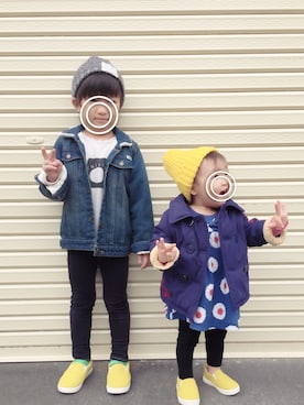 「REDDY APPLESEED（レディーアップルシード）のアイテム（ジャケット/アウター）」を使った、シオたんさん（キッズ・80cm）の冬コーディネート