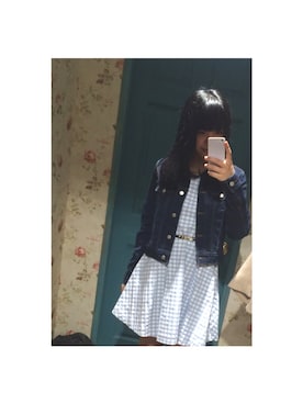 「春ワンピ」｜「アイテム（デニムジャケット）」を使った、さ た ん××さん（レディース・161cm）の春コーディネート