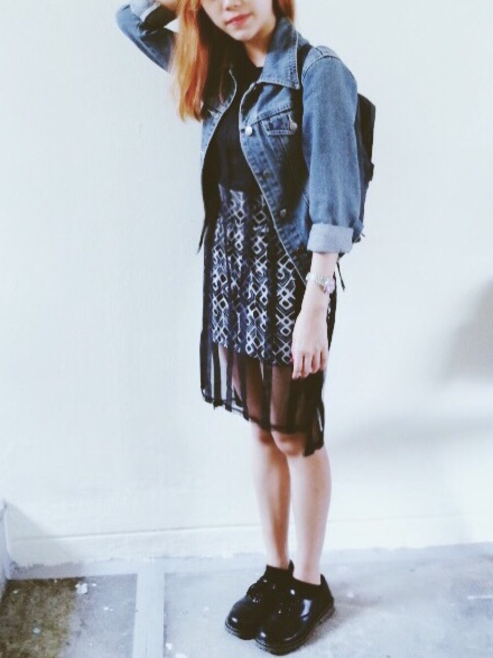 「school、schoolgirl、schoolday」｜「TOPSHOPのアイテム（Tシャツ/カットソー、グレー系）」を使った、coco☁さん（レディース・154cm）の秋コーディネートの1枚目の写真