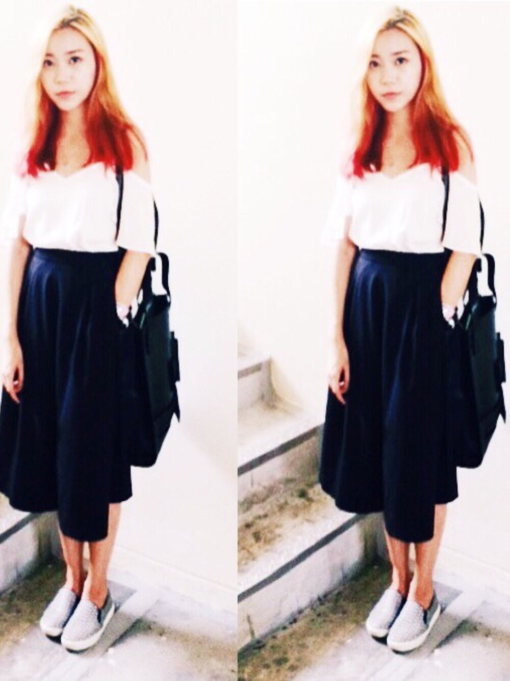 「school、culottes、summer、girl」｜「styledasherのアイテム（その他シューズ、グレー系）」を使った、coco☁さん（レディース・154cm）の秋コーディネートの1枚目の写真