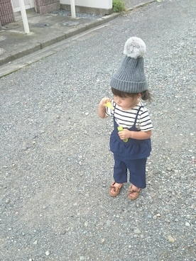 「ボーター」｜「アイテム（モカシン/デッキシューズ）」を使った、hinacoccoさん（キッズ・80cm）の秋コーディネート