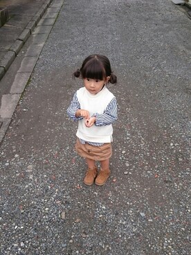 「アイテム（ラッピングキット、レッド系）」を使った、hinacoccoさん（キッズ・80cm）の秋コーディネート