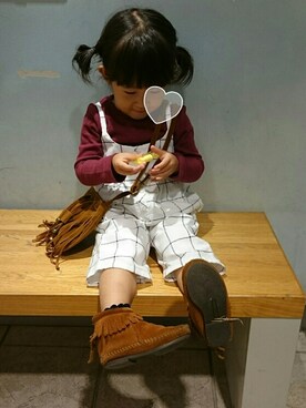 「アイテム（ラッピングキット、レッド系）」を使った、hinacoccoさん（キッズ・80cm）の秋コーディネート