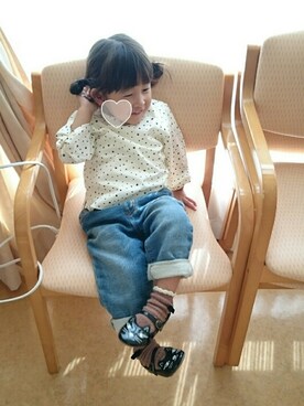 「アイテム（ラッピングキット、レッド系）」を使った、hinacoccoさん（キッズ・80cm）の秋コーディネート