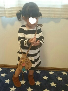 「petit main（プティマイン）のアイテム（その他トップス）」を使った、hinacoccoさん（キッズ・80cm）の秋コーディネート