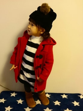 「アイテム（福袋/福箱、レッド系）」を使った、hinacoccoさん（キッズ・80cm）の秋コーディネート