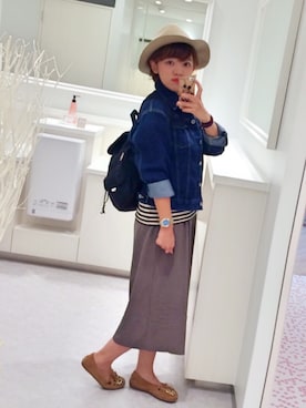 「YEVS（イーブス）のアイテム（帽子）」を使った、maachiさん（レディース・158cm）の秋コーディネート