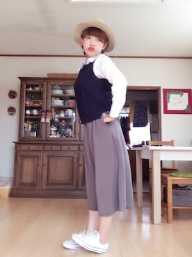 「YEVS（イーブス）のアイテム（帽子）」を使った、maachiさん（レディース・158cm）の秋コーディネート