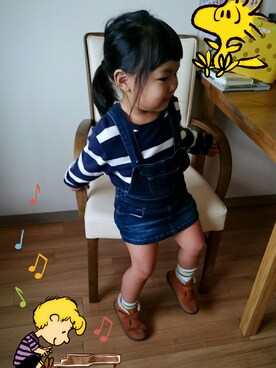 「Champion」｜「アイテム（サロペット/オーバーオール）」を使った、on*chan'sさん（キッズ・100cm）の秋コーディネート