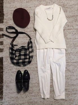 「BLISS POINT Womens（ブリスポイント ウイメンズ）の【BLISS POINT】グログランマニッシュS/539582（バレエシューズ、ブラック系）」を使った、なあはな1125さん（レディース・156cm）の秋コーディネート