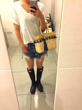 「ショーパン」｜「アイテム（レインシューズ）」を使った、kaaae.さん（レディース・163cm）の夏コーディネート