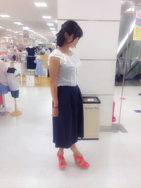 「GAP（ギャップ）のアイテム（シャツ/ブラウス、ホワイト系）」を使った、izumi◎₊˚さん（レディース・157cm）の夏コーディネート