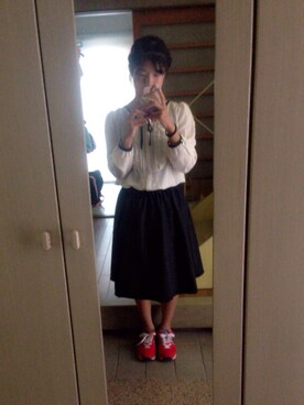 「LOWRYS FARM（ローリーズファーム）のアイテム（シャツ/ブラウス、ホワイト系）」を使った、izumi◎₊˚さん（レディース・157cm）の秋コーディネート