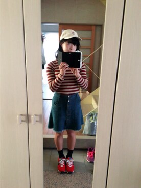 「RETRO GIRL（レトロガール）のアイテム（キャップ、ベージュ系）」を使った、izumi◎₊˚さん（レディース・157cm）の春コーディネート