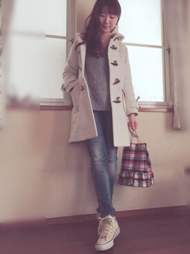 「ehka sopo（エヘカソポ）のアイテム（ダッフルコート）」を使った、mayuさん（レディース・165cm）の冬コーディネート