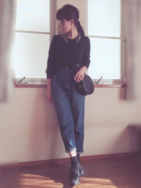 「マムジーンズ」｜mayuさん（レディース・165cm）の冬コーディネート