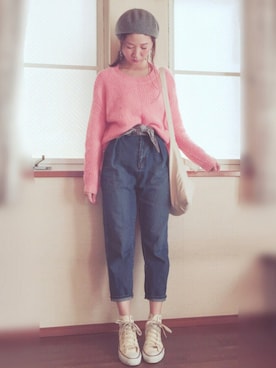 「マムジーンズ」｜mayuさん（レディース・165cm）の冬コーディネート