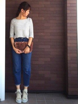 「マムジーンズ」｜mayuさん（レディース・165cm）の春コーディネート