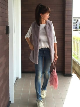 「LIMITLESS LUXURY（リミットレスラグジュアリー）のアイテム（Tシャツ/カットソー）」を使った、mayuさん（レディース・165cm）の秋コーディネート