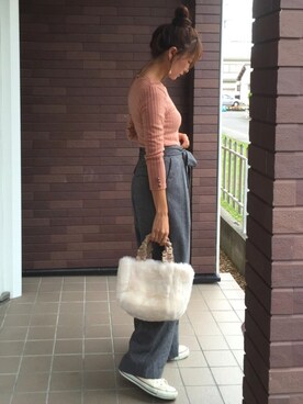「URBAN RESEARCH（アーバンリサーチ）のUR ヘリンボーンベルト付タックワイドパンツ（その他パンツ）」を使った、mayuさん（レディース・165cm）の秋コーディネート