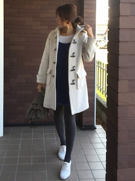 「ehka sopo（エヘカソポ）のアイテム（ダッフルコート）」を使った、mayuさん（レディース・165cm）の秋コーディネート