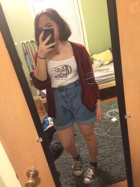 「usedのアイテム（タンクトップ、ホワイト系）」を使った、mollyさん（レディース）の夏コーディネート