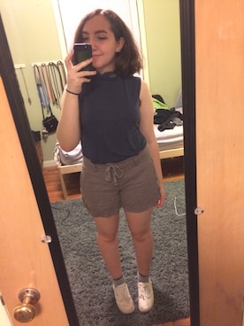 「usedのアイテム（トップス、ブルー系）」を使った、mollyさん（レディース）の夏コーディネート