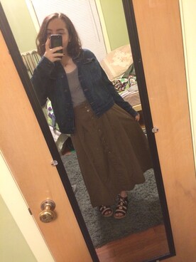 「VINTAGE（ヴィンテージ）のアイテム（スカート、ブラウン系）」を使った、mollyさん（レディース）の夏コーディネート