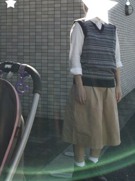 「B.L.U.E（ビーエルユーイー）のアイテム（スカート）」を使った、nicoさん（レディース・155cm）の秋コーディネート