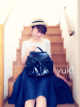 YUKIさんの「ミディタケデニムフレアスカート【HARE】」を使ったコーディネート