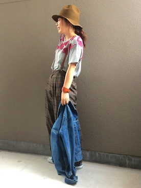 「BEAMS BOY（ビームスボーイ）の【予約】BEAMS BOY / レザー ワイドブレスレット（ブレスレット）」を使った、ちぃさん（レディース・153cm）の秋コーディネート