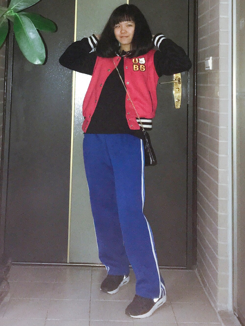 「ootd、autumn、casual、sporty、NIKE」｜「Major madeのアイテム（ジャケット/アウター、レッド系）」を使った、びさん（レディース・157cm）の秋コーディネートの1枚目の写真
