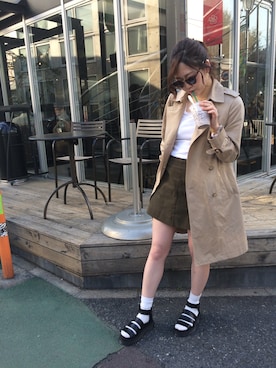 「adsr」｜「アイテム（トレンチコート）」を使った、karen suzukiさん（レディース・165cm）の春コーディネート