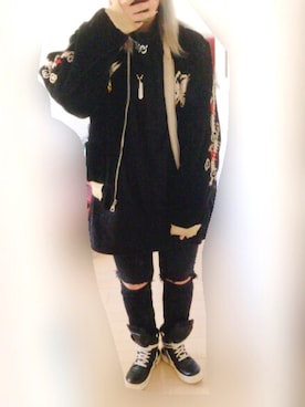 「off white」｜「アイテム（その他アウター）」を使った、カジさん（レディース・157cm）の冬コーディネート